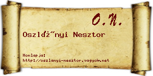 Oszlányi Nesztor névjegykártya
